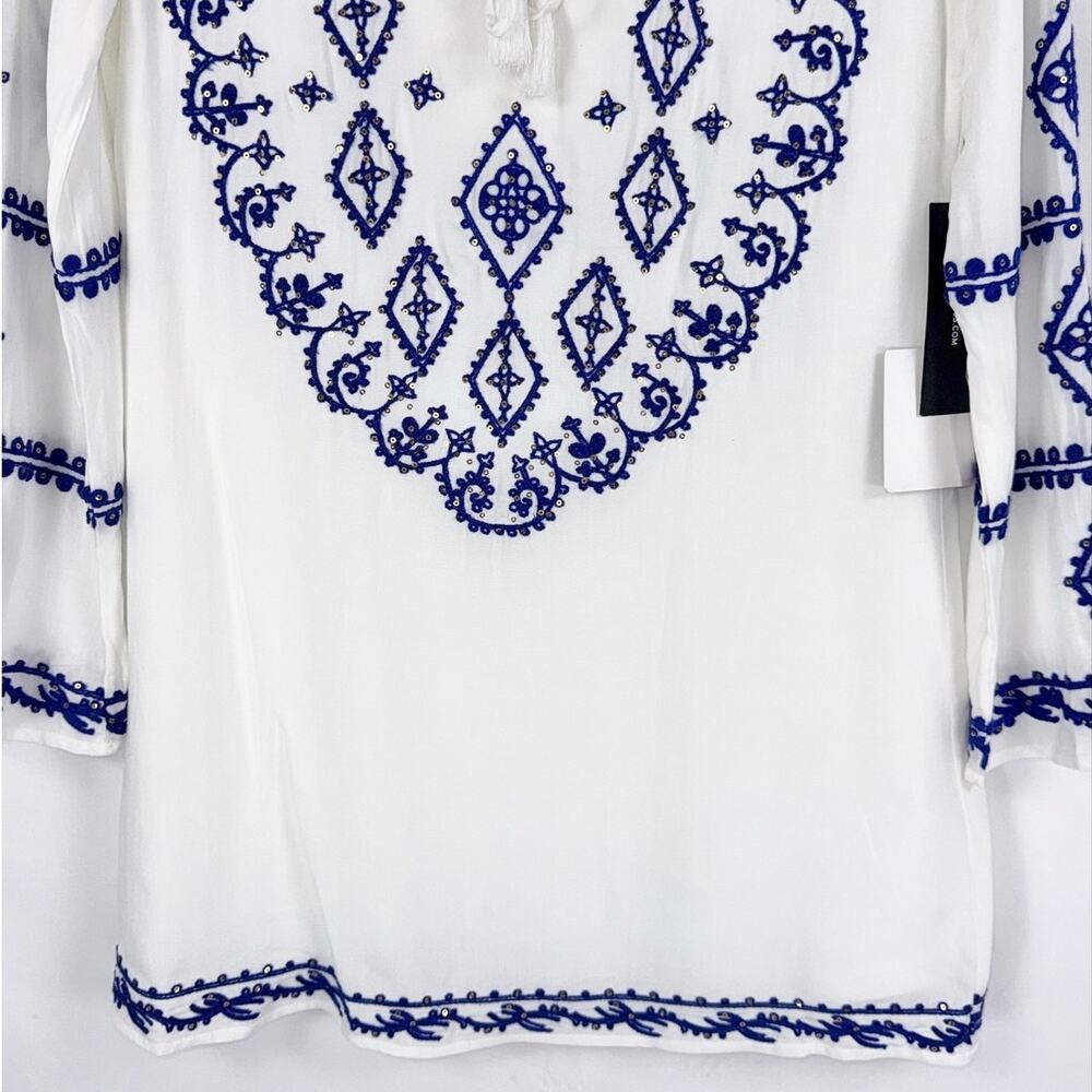 Lulus A Day In The Life Embroidered Long Sleeve Mini Dress Women's Small White - Picture 6 of 16